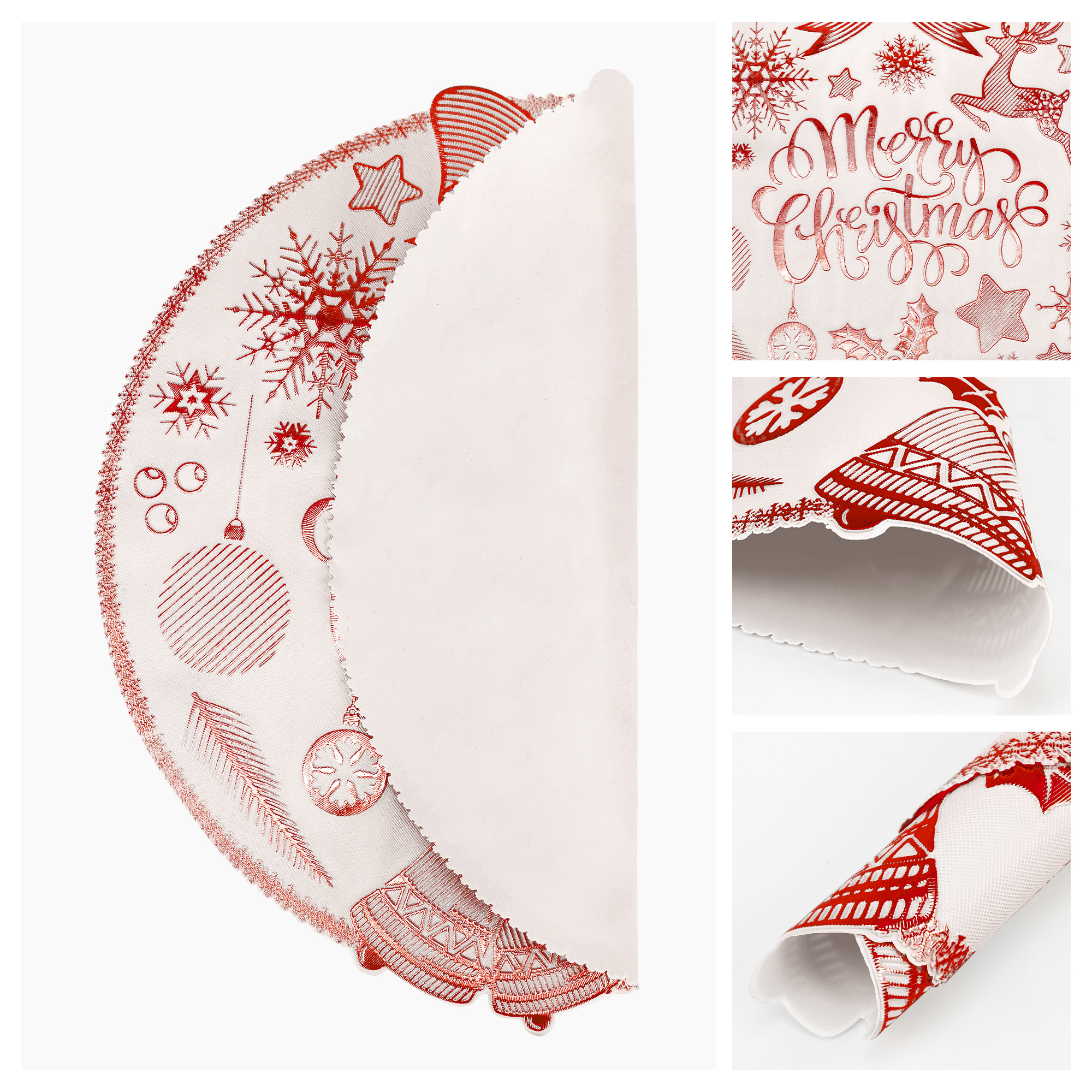Unique Bargains Set of 6 Washable Kitchen Table Placemats for Holiday Dining Red