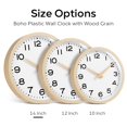 thumbnail image 3 of Reloj de pared AKCISOT de 35 cm, bohemio, con vetas de madera, funciona con pilas, 3 of 9