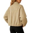 thumbnail image 5 of Women Oversized Gingham Jacket Zip Up Stand Collar Casual Coat Spring Fall Clothes (Yellow L), 5 of 6