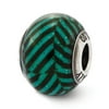 Sterling Silver Reflections Italian Teal Stripes with Glitter Glass Bead