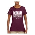thumbnail image 2 of Wild Bobby Noah Was A Conspiracy Theorist Inspirational/Christian Women Graphic Tee, Maroon, X-Large, 2 of 5