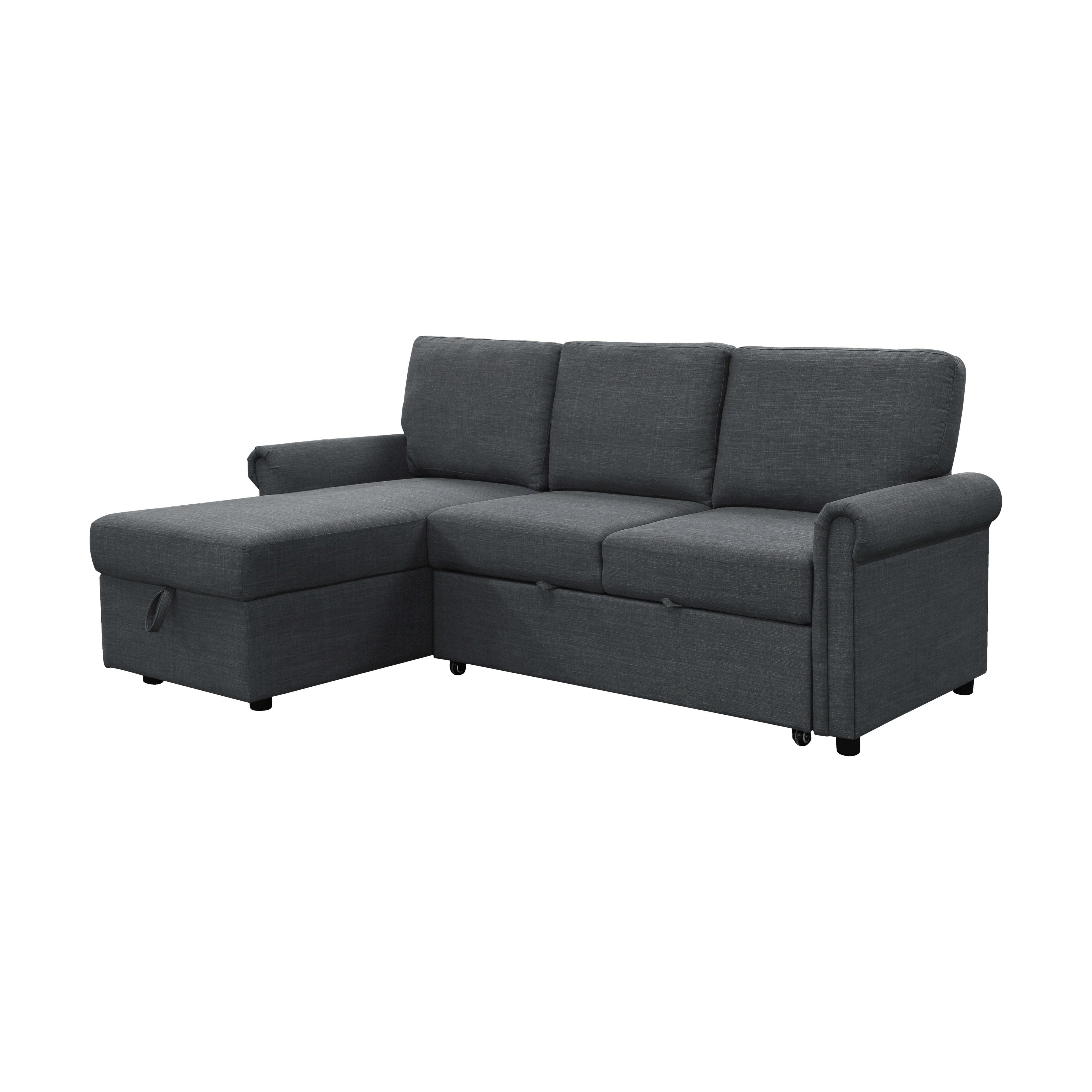 Abbyson Kent Reversible Storage Sofa Bed Sectional, Charcoal Gray ...