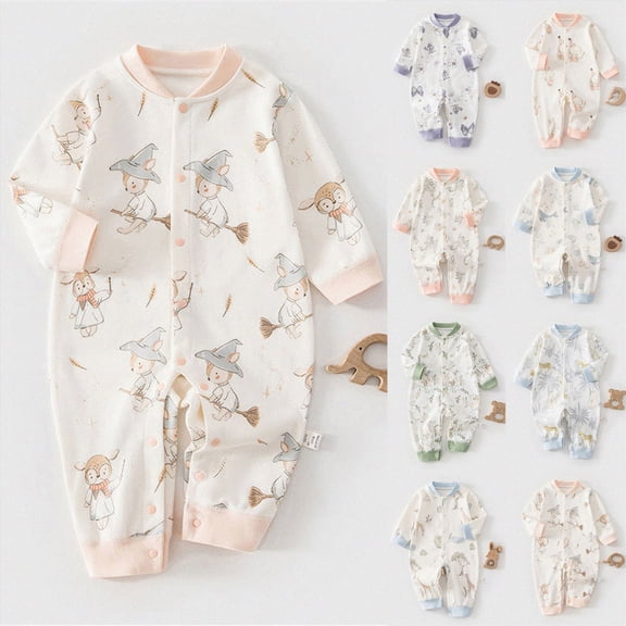 0-3 Months Newborn 3-24 Months Unisex Footless Baby Sleepers Romper Boys Girls Long Sleeve Toddler Crawling Clothes Newborn Baby Clothes
