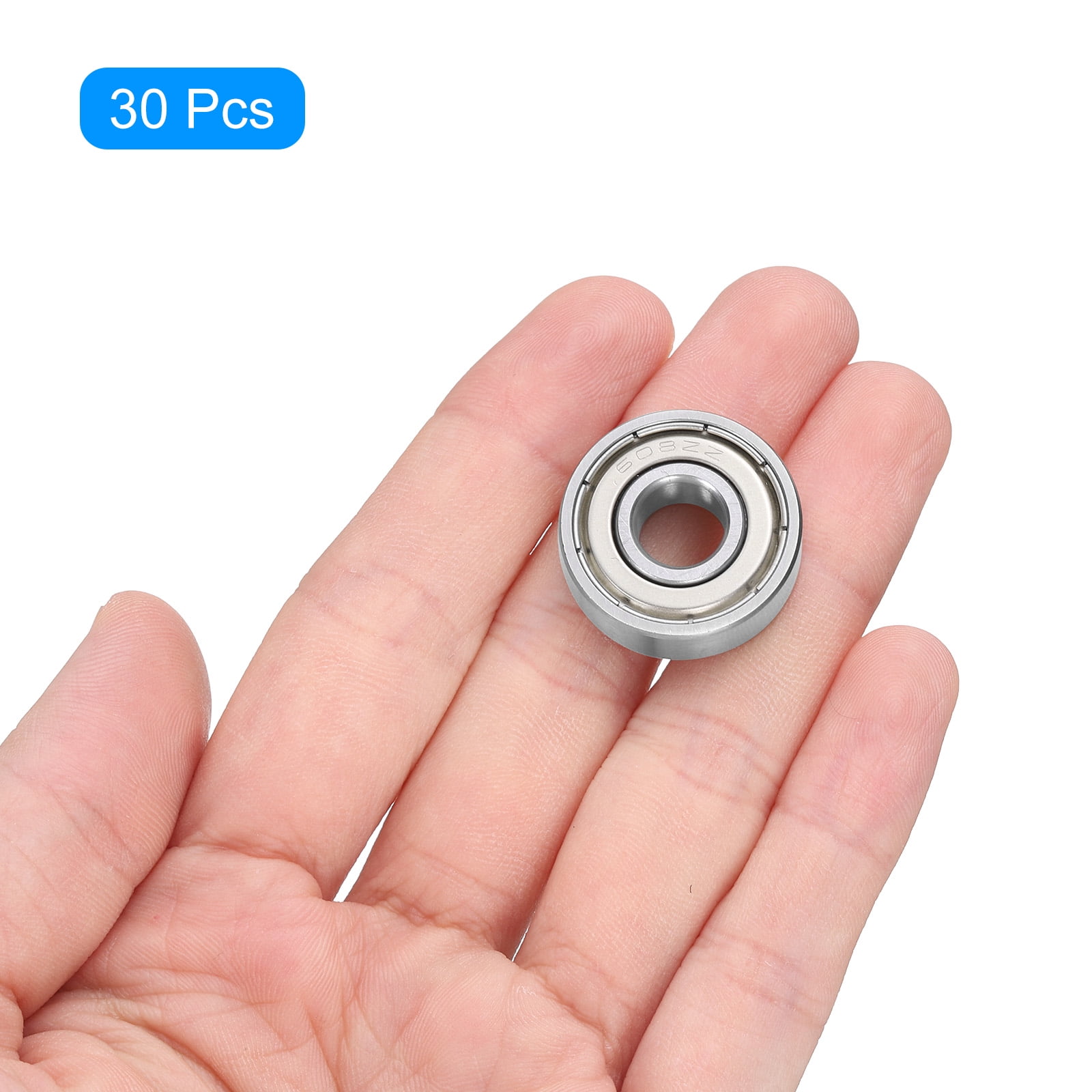 Uxcell 30pcs 608ZZ Miniature Ball Bearings 8x22x7mm Double Shielded Bearing Silver Tone