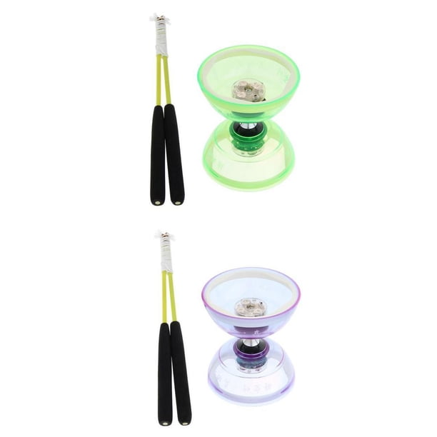 2 Juegos De 3 Rodamientos Diabolo Con Luz Handstick Gift