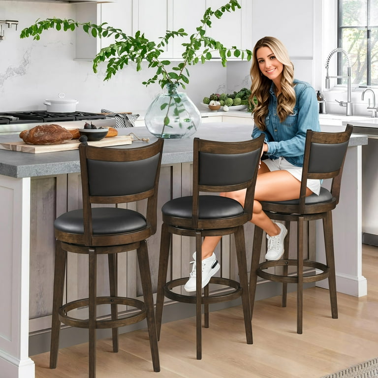 TrumanPick Swivel Counter Height Barstool 32 Inch Bar Height Bar Stools Bar Chairs Seat for Kitchen Island Cappuccino Finish Walmart