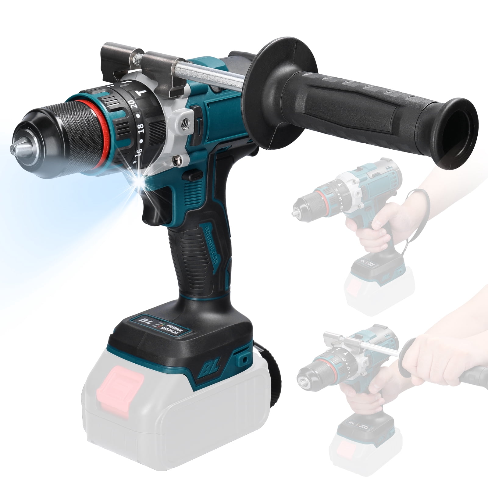 Impact 13mm Rechargeable Brushless Motor Electric Impact Drill Cordless Electric Screwdriver Multifunctional Electric Drill Handheld Electric Screwdriver Electric Power Tools