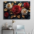 thumbnail image 4 of Mudket Framed Canvas Wall Art Red White Rose Floral Prints Wall Art Modern Botanical Flower Wall Decor Ready to Hang for Living Room Bedroom Home Decor Floral Canvas Print - 12"L x 8"W, 4 of 10