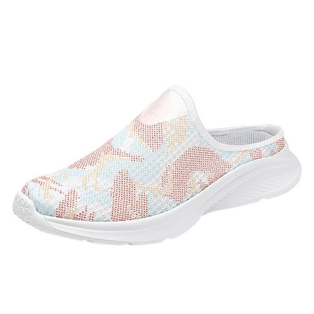 DVKOVI Zapatillas De Mujer Work Flats for Women Office Women s Slip On Travel Soft Sole Comfortable Shoes Outdoor Noctilucent Mesh Fashion Camouflage Sports Breathable Shoes for Women 2024 Pink 40