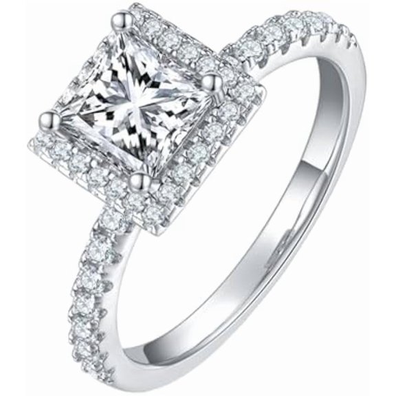 1 Carat Moissanite Rings for Women D Color 18K White Gold S925 Sterling Silver Moissanite Engagement Rings Lab Women 's Diamond Wedding Rings for Lady Diamond Promise Rings
