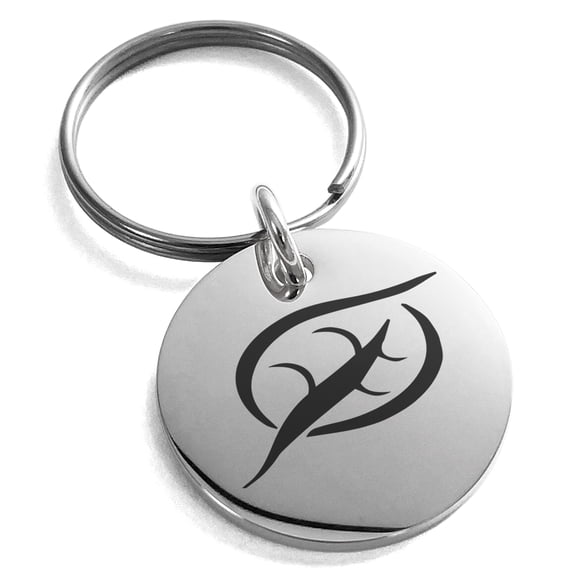 Stainless Steel Elemental Earth Nation Engraved Small Medallion Circle Charm Keychain Keyring