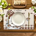 thumbnail image 3 of 4pcs Vintage Coffee Time Linen Placemats Table Mats Durable Washable Rustic Linen Vintage Placemats for Home Dinner Party Camping Wedding Table Decoration 12 x 18 Inch, 3 of 6