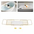 thumbnail image 4 of DENEST Gold & White Expandable Bathtub Tray with Marble Board for Relaxation, 4 of 14