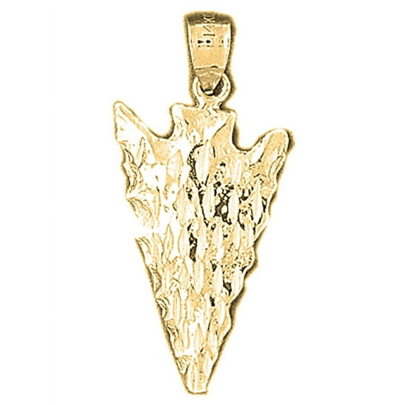 18K Yellow Gold Arrowhead Pendant - 32 mm