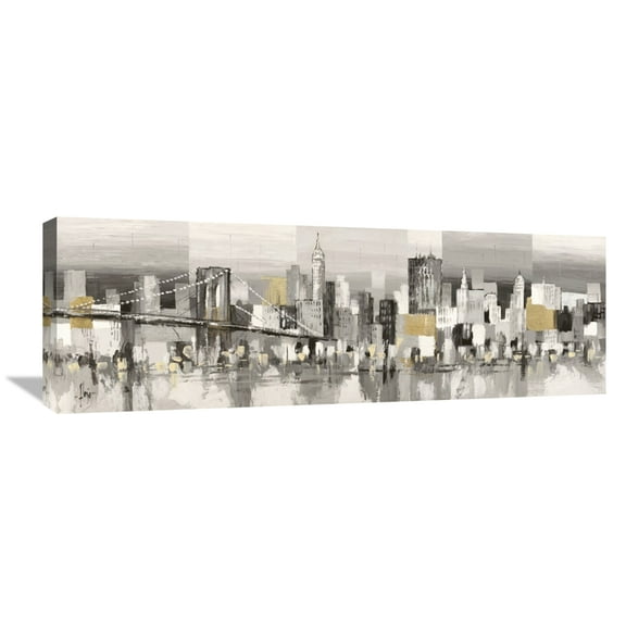 Global Gallery Luigi Florio,'Manhattan & Brooklyn Bridge' Stretched Canvas Artwork