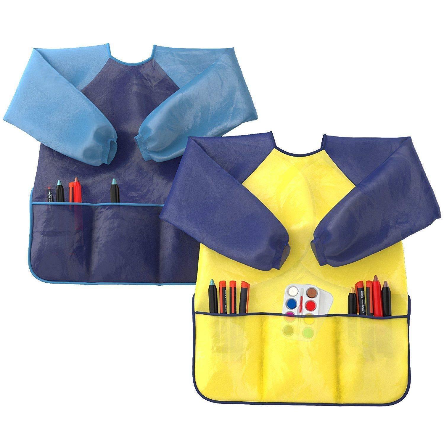Kids Art Smocks Pack of 2 Children Artist Painting Aprons Waterproof