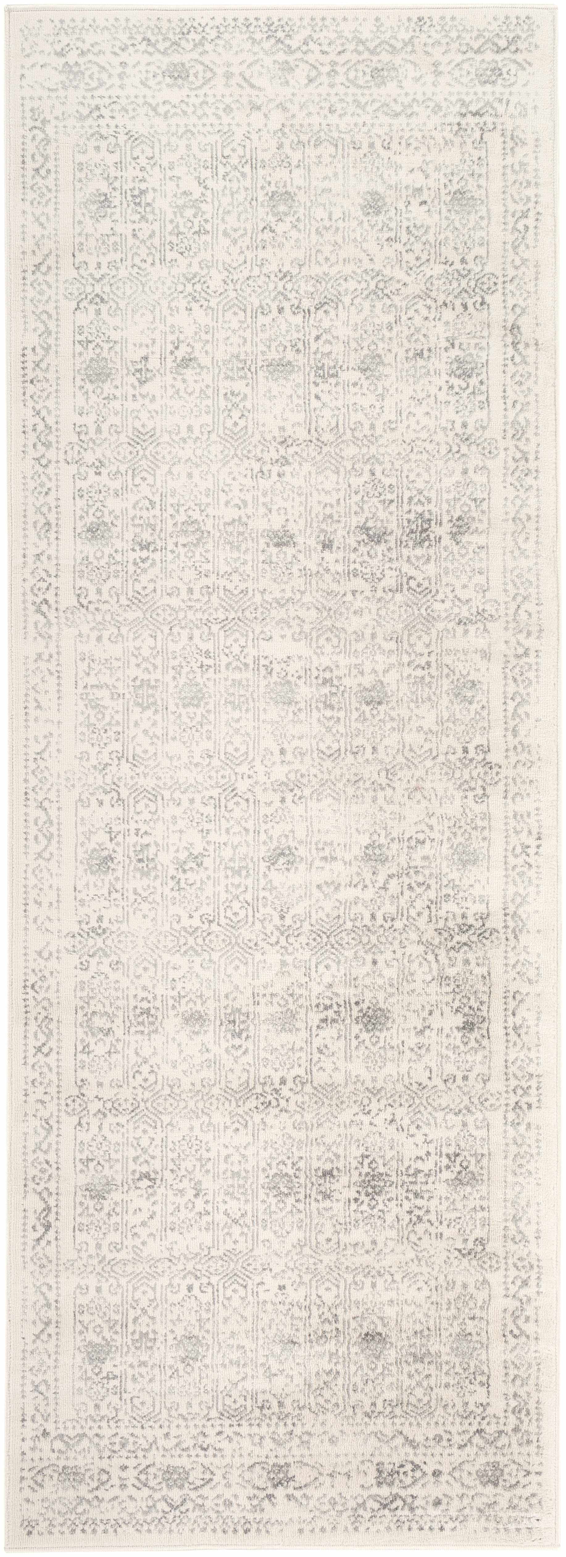 Hauteloom Neutral Collection Michie Modern Minimalist Living Room, Bedroom, Dining Room Area Rug - Bohemian Boho Distressed Carpet - Cream, Beige, Light Grey, Dark Gray - 6'7" x 9'