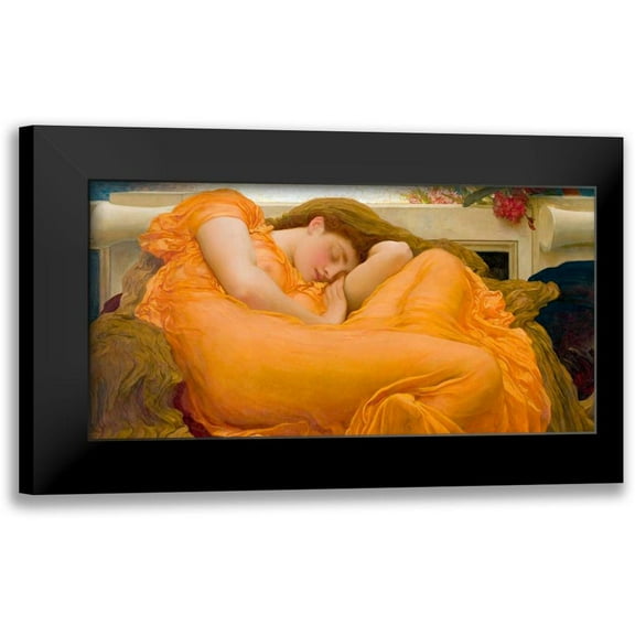 Leighton, Frederic 14x9 Black Modern Framed Museum Art Print Titled - Flaming June (detail)