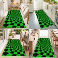 thumbnail image 4 of 2'x6' Rug Runners for Hallways Kitchen, Green Black Checkered Non Slip Entryway Beside Floor Carpet Runner, Modern Abstract Art Washable Laundry Room Bedroom Throw Rugs Mat for Family Pet, 4 of 8