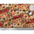thumbnail image 3 of Soimoi Red Georgette Viscose Fabric Leaves & Sunflower Floral Print Fabric by the Yard 42 Inch Wide, 3 of 3