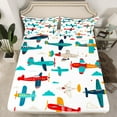 thumbnail image 2 of Homewish Colorful Airplane Full Size Sheets,Cartoon Aircraft Bed Sheets,Blue Red White Sheet Sets For Kids,Microfiber Bedroom Decor,4 Pieces, 2 of 7