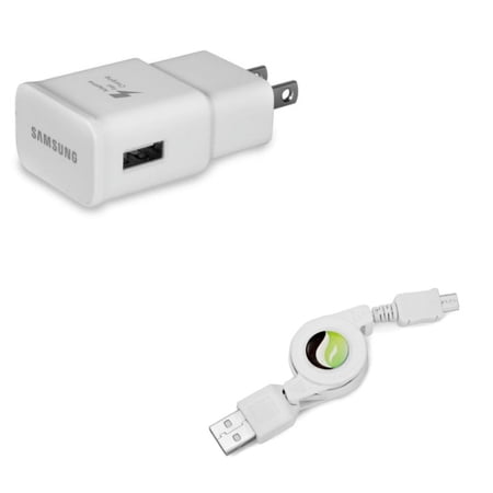Retractable USB Cable w Adaptive Fast Home Charger M1Z for BLU Tank Extreme Pro (T0010UU) Grand M Advance 5.0 - Casio G-zOne Commando 4G LTE - CAT S41 S40 - Coolpad Rogue Snap Canvas