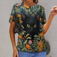 thumbnail image 6 of The Cat Is Hiding Women's Short Sleeve Tops Casual Blouses T Shirt, 6 of 6