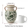 thumbnail image 4 of BUYMAX Sage Green Decorative Vase, Vintage Handle Vase for Pampas Grass, Ceramic Table Vase Centerpiece, 4 of 11
