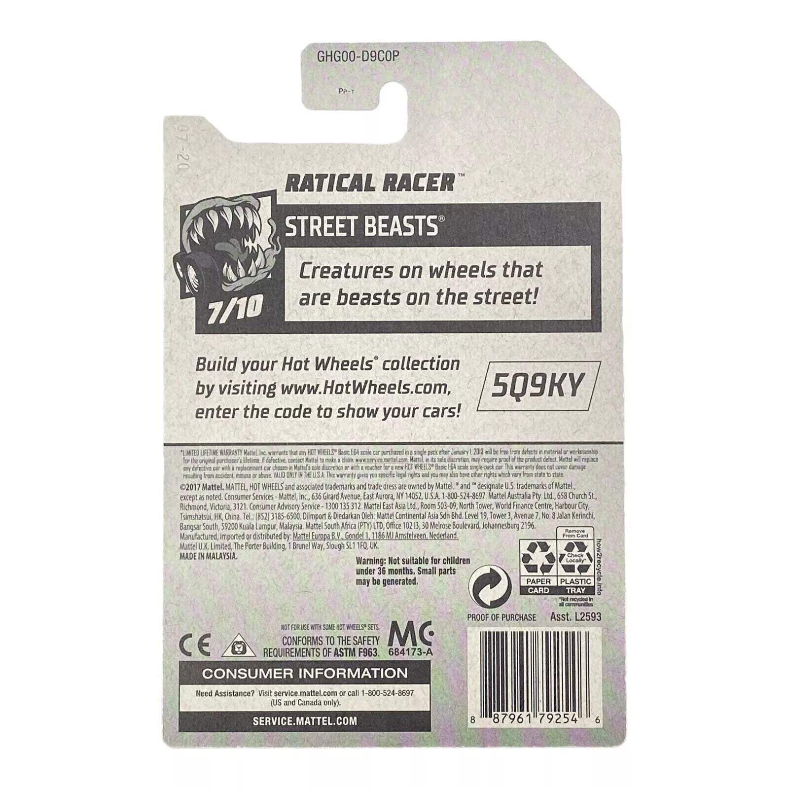 Hot Wheels Ratical Racer Gold - Street Beasts Serie 7/10 Kurzkarte