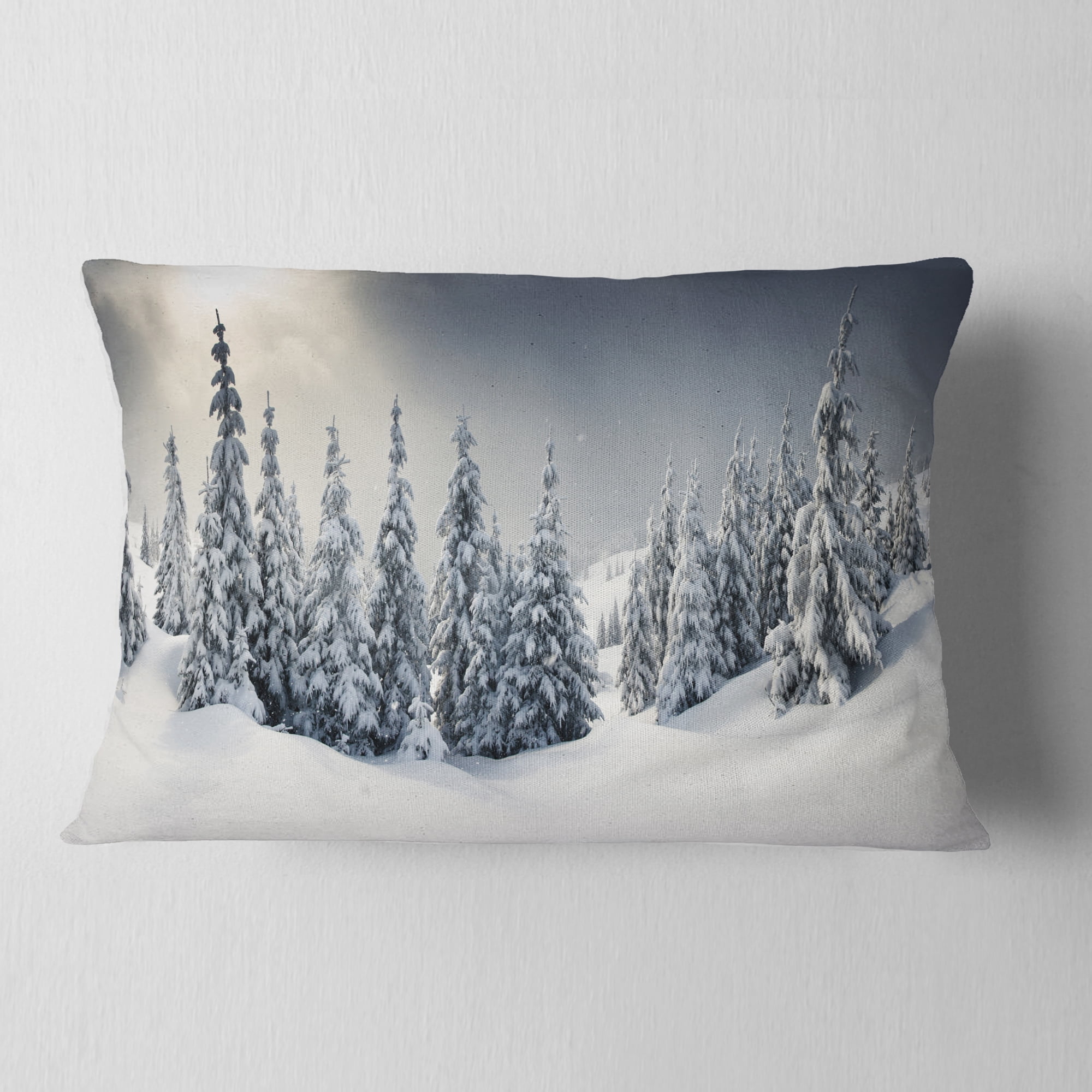 Designart Winter Landscape - Photography Throw Pillow - 12x20