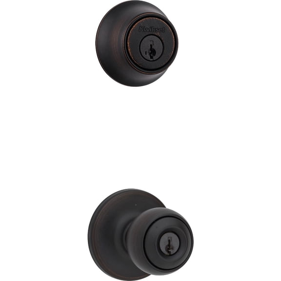 Kwikset 690 Polo Entry Knob and Single Cylinder Deadbolt Combo Pack in Venetian Bronze — Construction & DIY Use, Standard Hardware Spec