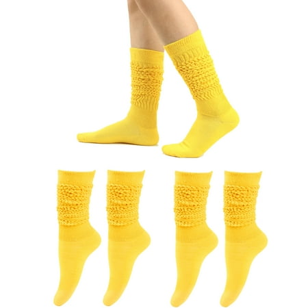 

3 Pairs Women s Socks Fashion Slouch Stretch Long Socks(Yellow)