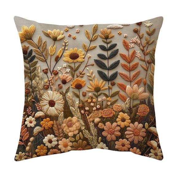 Vintage Floral Throw Pillow Cover Boho Decorative Square Cushion Cases Farmhouses Accents Pillowcase for Living Room Couch Bed Sofa Home Decor (17.7*17.7")