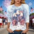 thumbnail image 2 of GEWSEY 4Th of July Shirts Women 3/4 Sleeve Crewneck Cute Shirts Casual Print T Shirt (Light Blue, M), 2 of 8