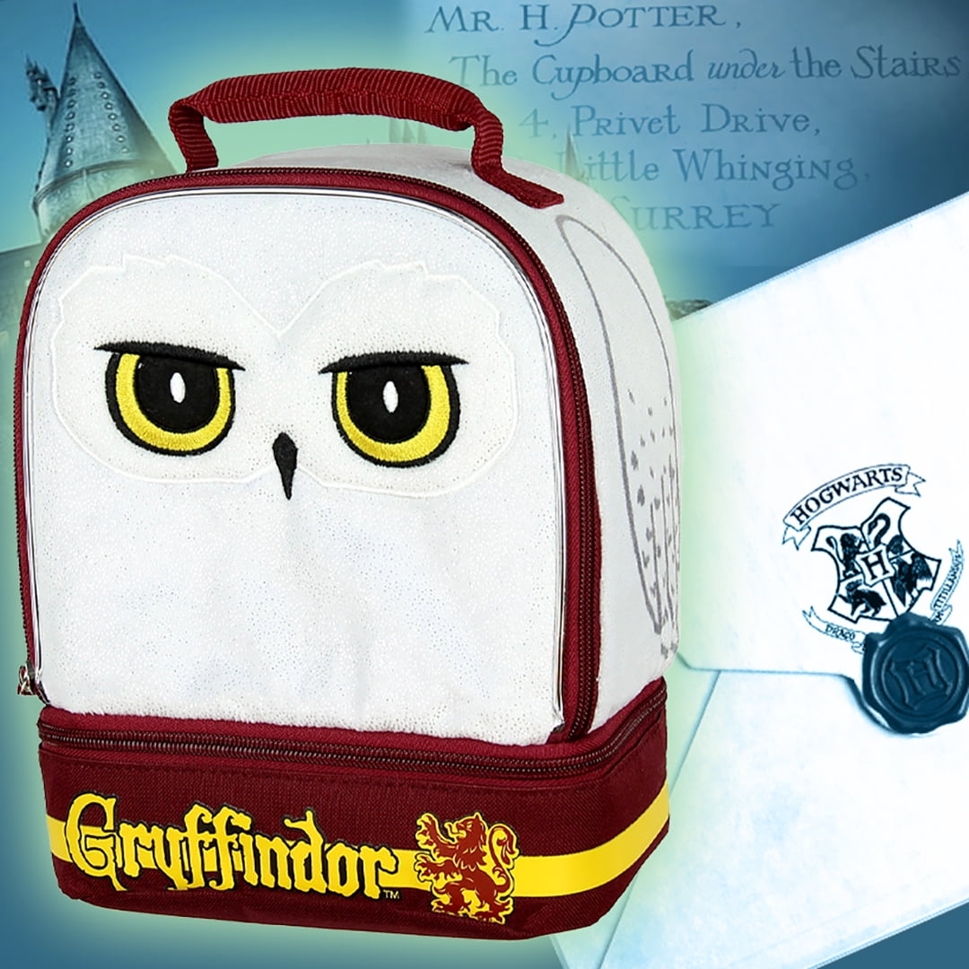 Harry Potter Hedwig the Owl Gryffindor House Dual Compartment Insulated Lunch Box Tote Bag 10"
