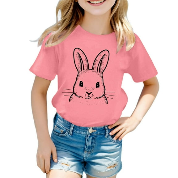Girls T Shirts Easter Bunny Shirt Toddler Girls Happy Easter T Shirt Kids Cute Bunny Rabbit Graphic Tees Tops