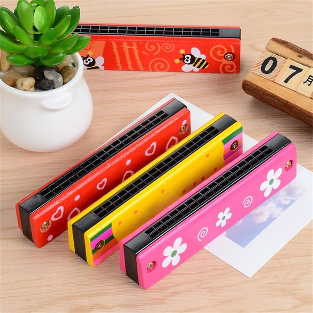 Armónica de 16 agujeros de acero inoxidable | Instrumento musical | Color aleatorio | Diseño duradero y compacto | los 13x2.8x2.2cm | 1 paquete | Juguete musical educativo | Práctica para