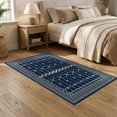 thumbnail image 2 of ODIKA 5'x7' Navy Blue Geometric Lattice Design Washable Area Rug Intricate Hexagonal with Ornate Border Non-Slip, Low Pile, Stain Resistant for Guest Room, Lounge, Apartment, 2 of 7