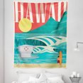thumbnail image 1 of Tropical Tapestry, Hawaii Sandy Coastline Sunny Day Surfboard Tropics Famous Honeymoon Destination, Fabric Wall Hanging Decor for Bedroom Living Room Dorm, 5 Sizes, Sand Teal, by Ambesonne, 1 of 1