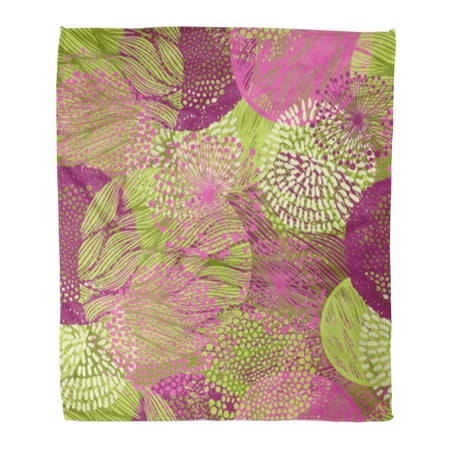 SIDONKU Throw Blanket Warm Cozy Print Flannel Purple Ornate Abstract Beautiful Floral Spring Colorful Modern Bright Circle Comfortable Soft for Bed Sofa and Couch 58x80 Inches