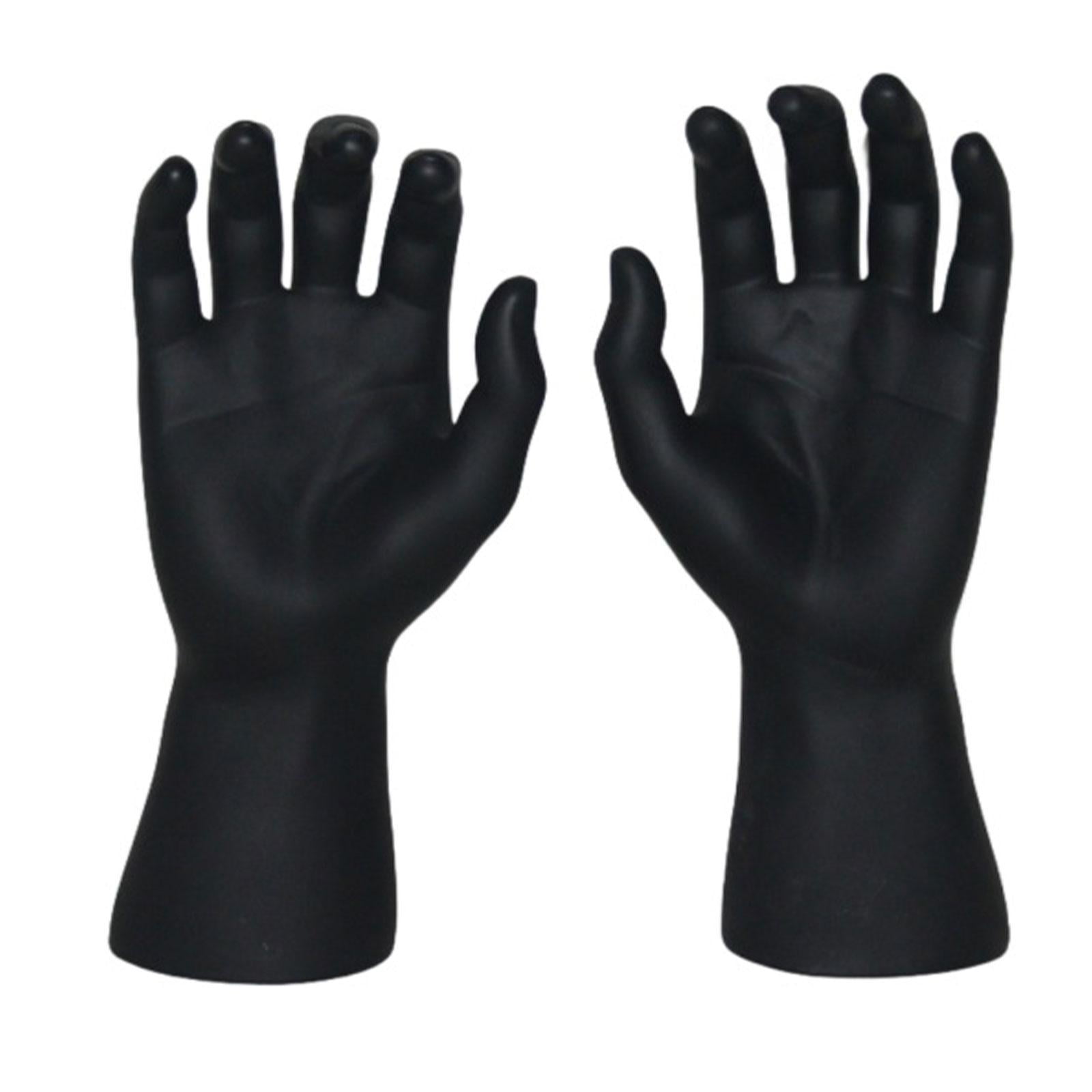 Dualoai Male Hand Models Decorative Easy to Clean Maintain PVC Human Hand Mannequins Black