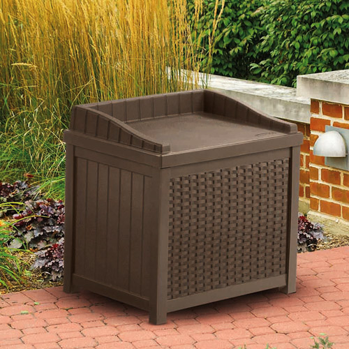 Suncast Outdoor 22 Gallon Resin and Wicker Deck Box with Seat, Java Brown - image 5 of 9