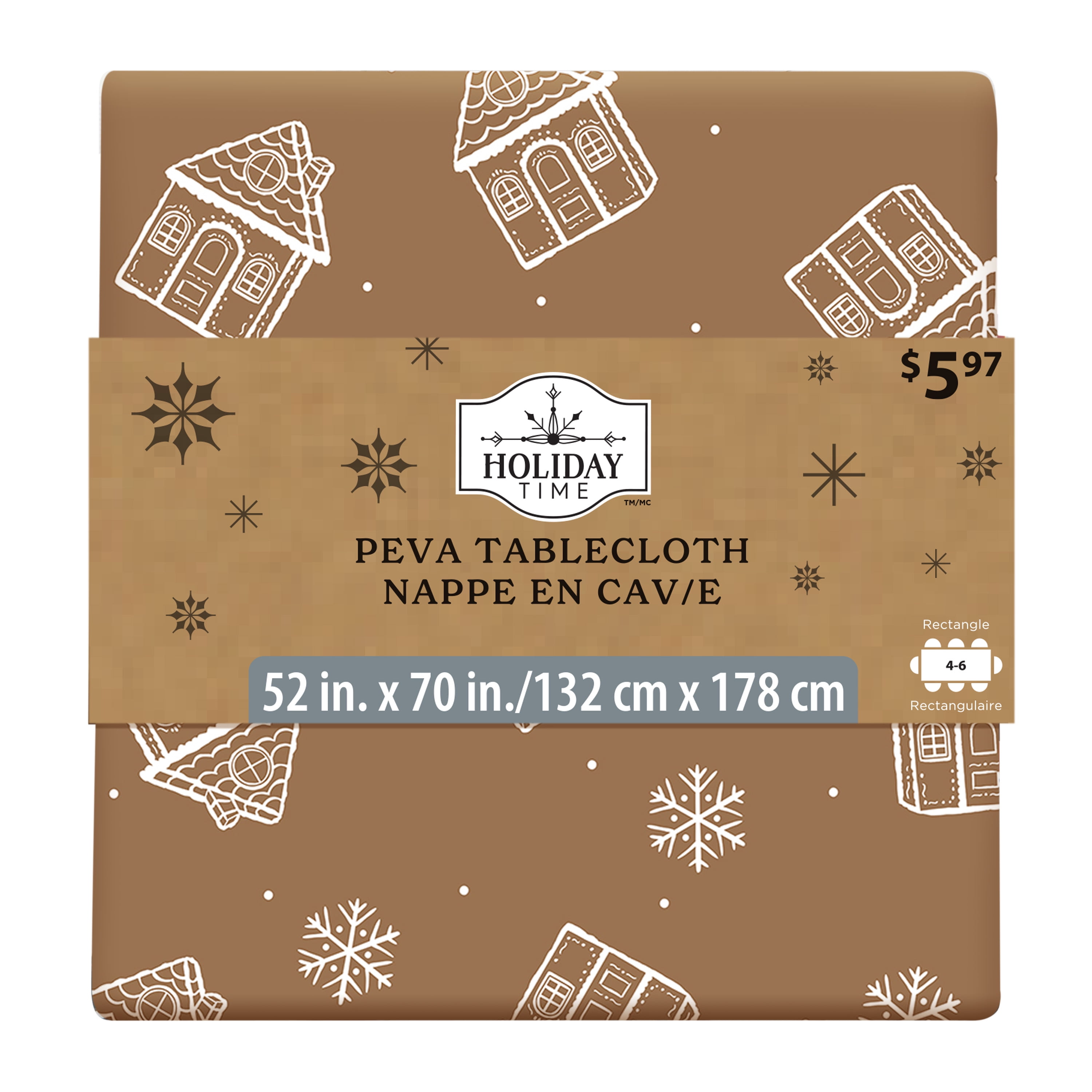Holiday Time Gingerbread PEVA tablecloth 52x70
