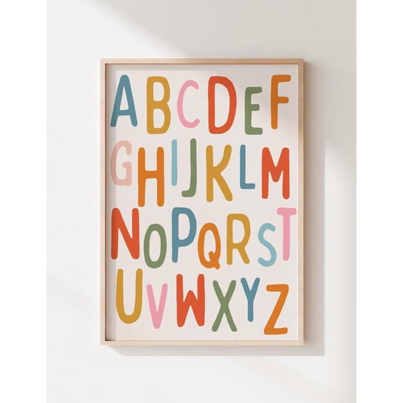 MoritanX Colorful Alphabet Wall Art • Rainbow ABCs Poster • Modern Playroom Decor • Montessori Poster • Nursery