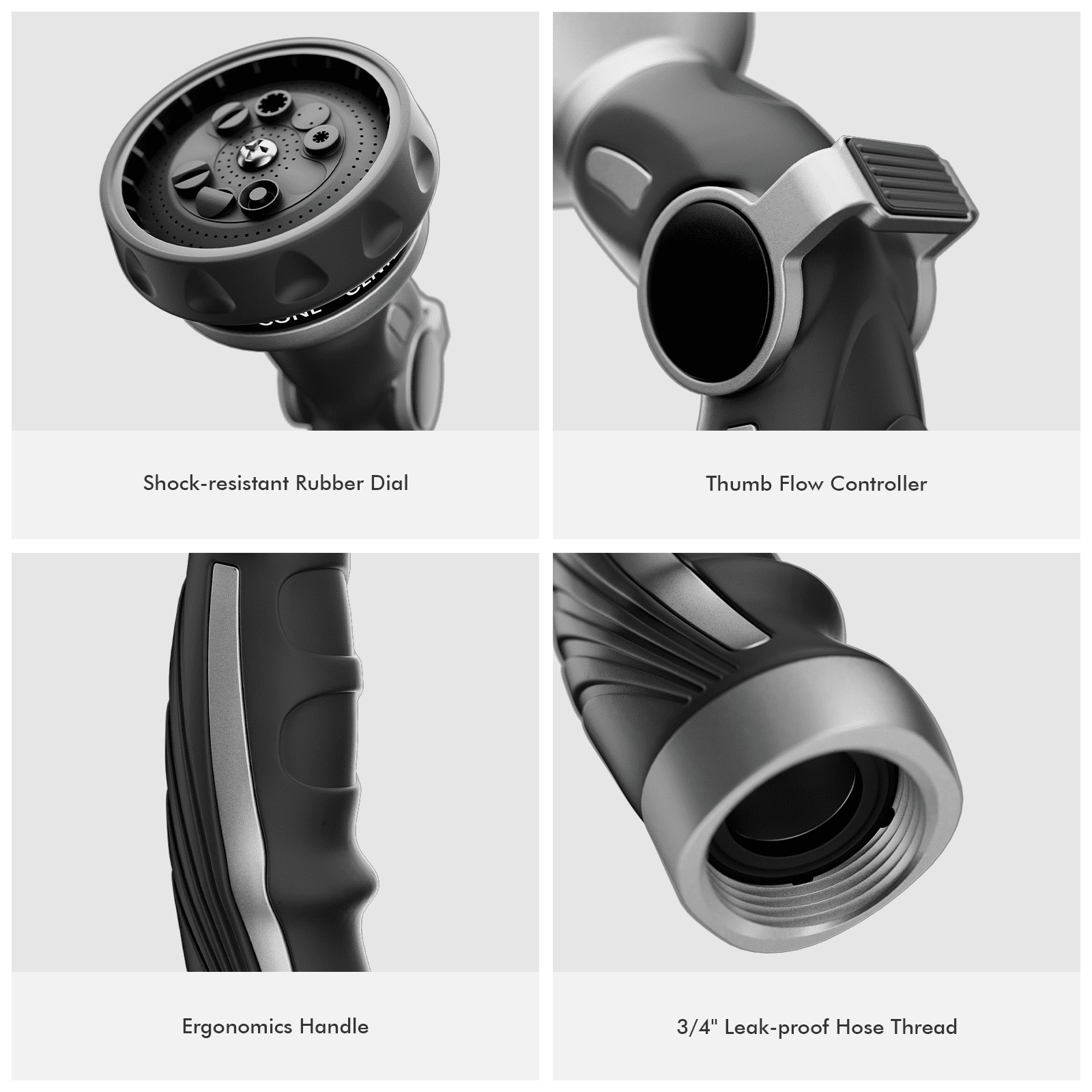 Restmo Hose Nozzle Heavy Duty, Metal Water Hose Sprayer for Garden, 9 Spray Patterns | High Pressure | Thumb Flow Control | On/Off Valve, Ideal for Outdoor Lawn & Plant Watering, Car & Pet Washing