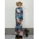 thumbnail image 1 of Vestido de otoño con cintura plisada y estilo exótico que adelgaza, de manga larga y largo medio para mujer, 1 of 6