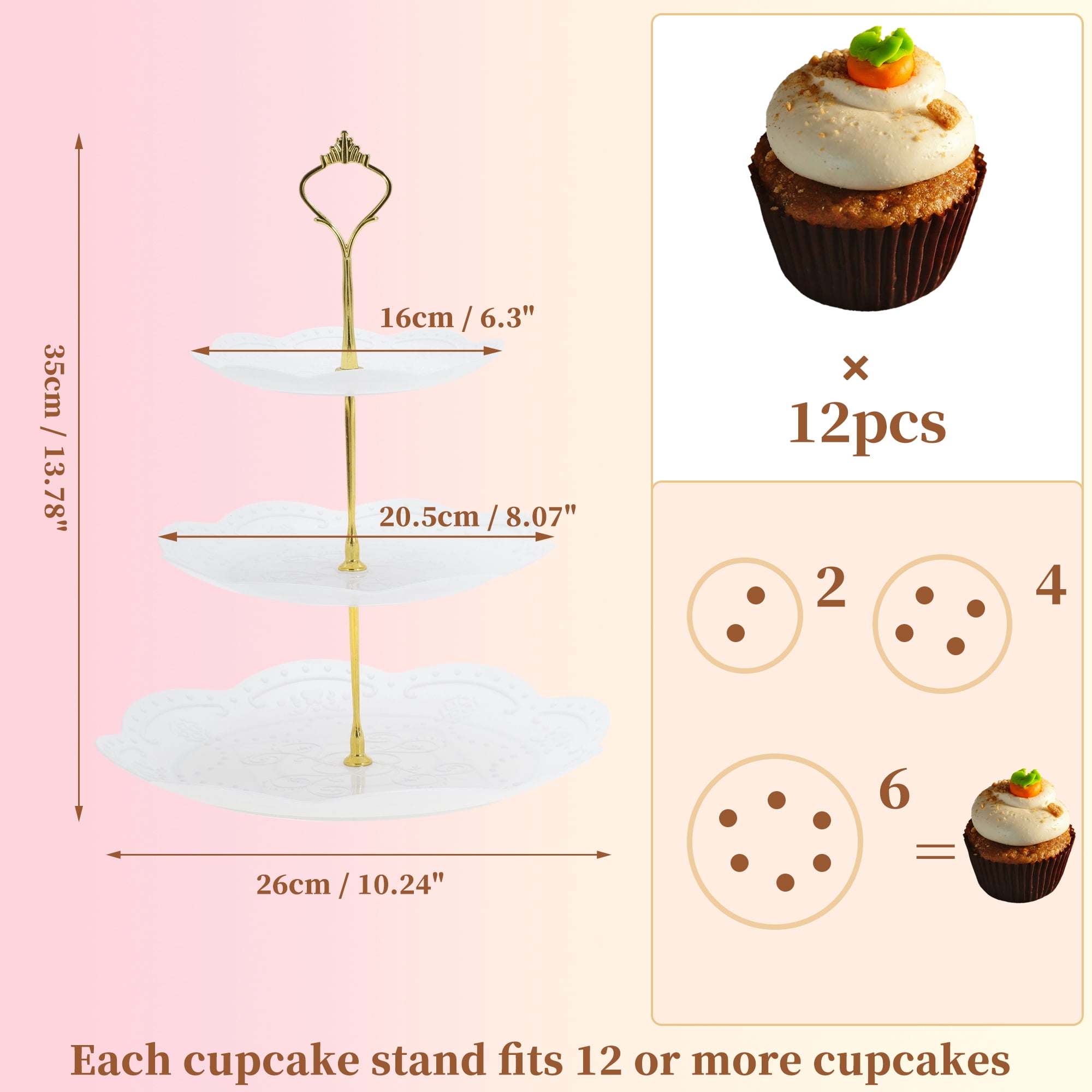 Unique Bargains 3 Tier Dessert Cupcake Stand Holder Round Cup Cake Tower1