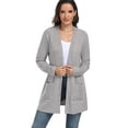 thumbnail image 6 of JWD Women's Cardigan Open Front Lightweight Cardigan Long Sleeve Sweater Cardigans with Pockets Light Gray XL, 6 of 7