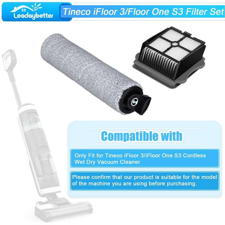 4 iFloor One for Filter + Rollers Dry Accessories, Wet Brush Cordless Vacuum + Cleaner Brush Tineco HEPA 3/iFloor 1 Replacement Filters Clean 2 Parts S3