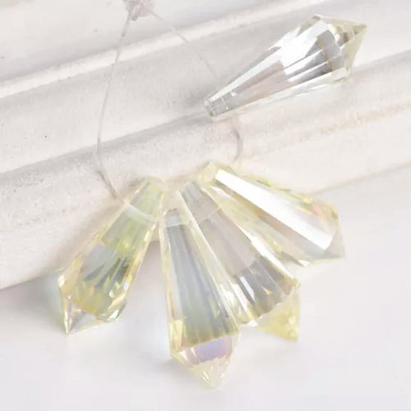 U8MO 10pcs 8mm/10mm/11mm Teardrop Cone Faceted Crystal Glass Pendants Prism Beads-11x20mm-Yellow Colorized